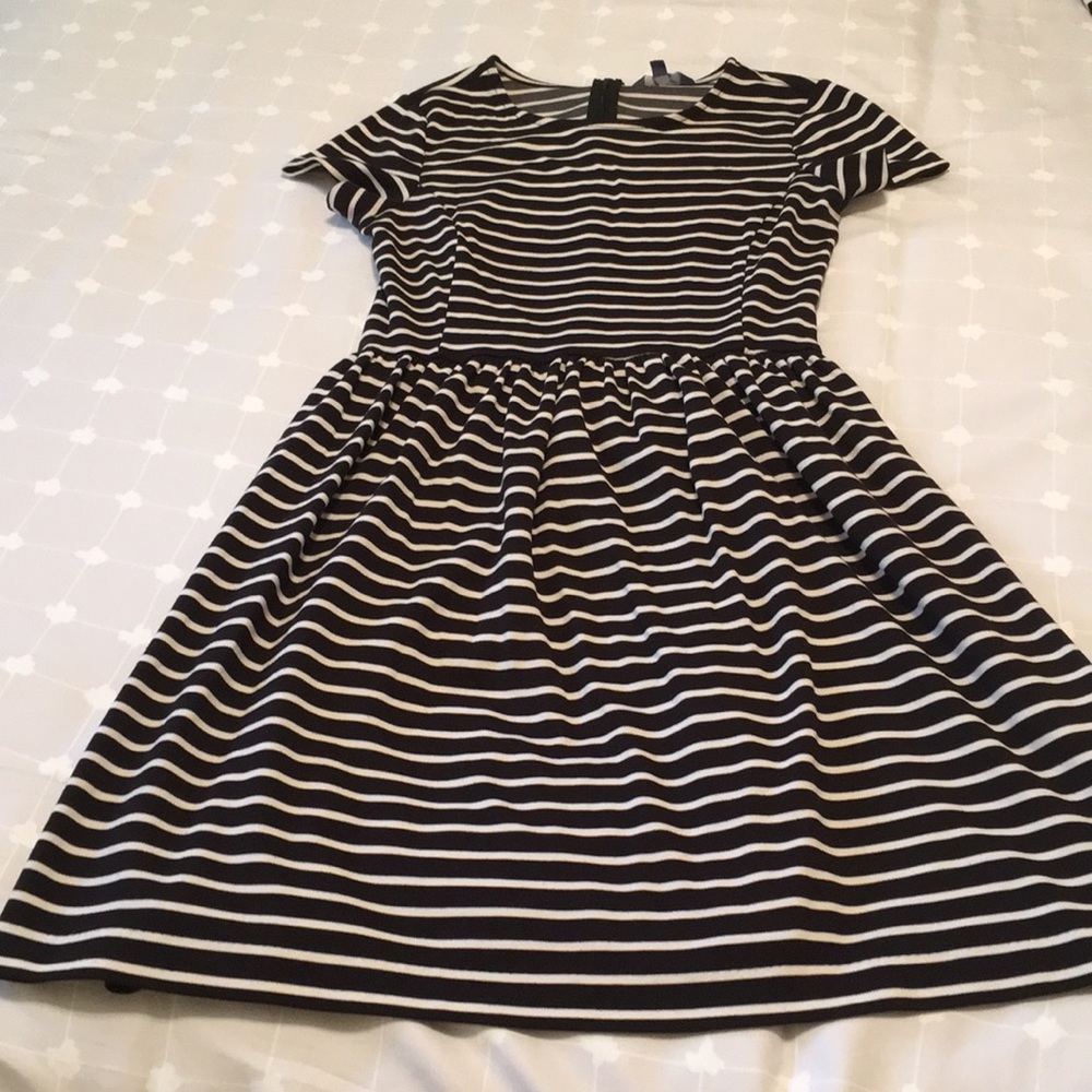 Black and white striped dress